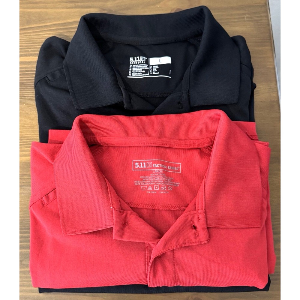 511 Tactical Shirt Performance Short Sleeve Polo Mens LG Lot of 2 Black and Red